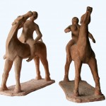 Cavalli e cavalieri terracotta h45