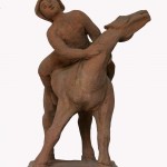 Cavallo e cavaliere terracotta h34