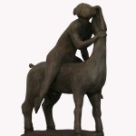 Cavallo e cavaliere terracotta h35