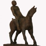 Cavallo e cavaliere terracotta h36