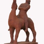 Cavallo e cavaliere terracotta h37