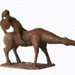 Cavallo e cavaliere terracotta h38