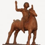 Cavallo e cavaliere terracotta h39