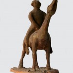 Cavallo e cavaliere terracotta h40