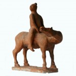 Cavallo e cavaliere terracotta h43